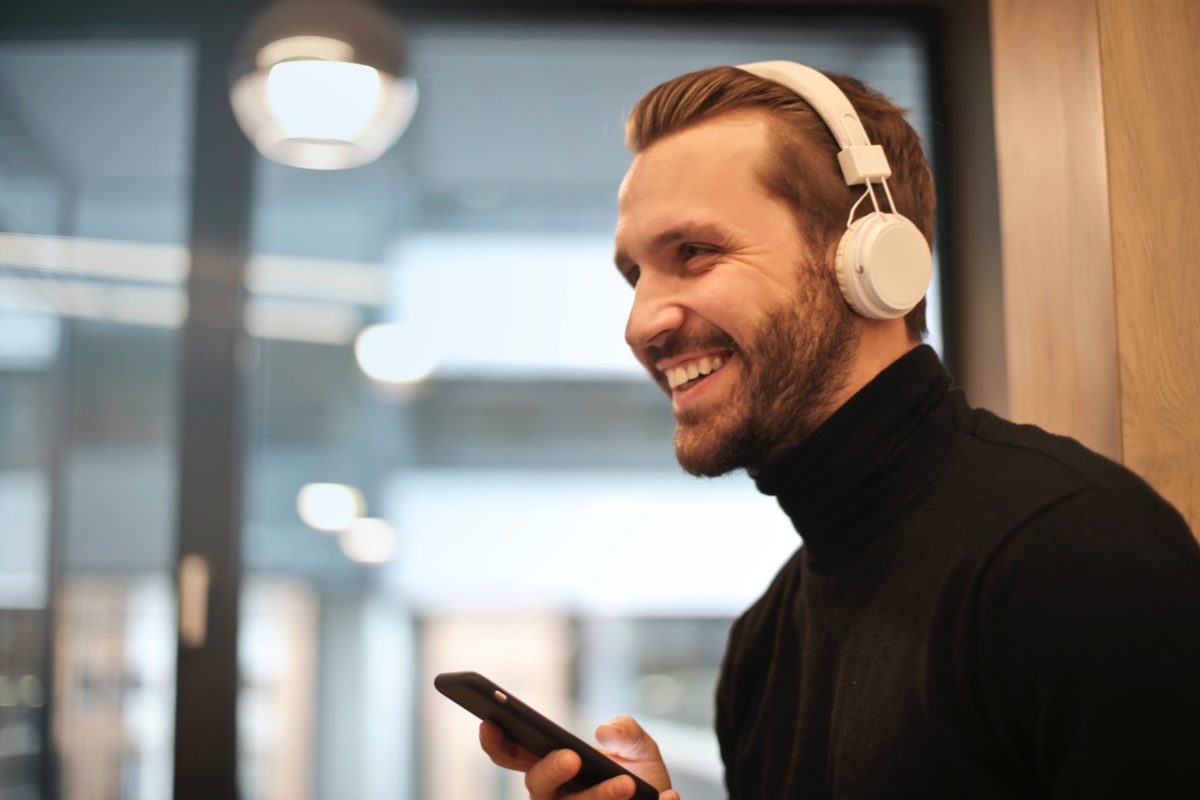 Man Wearing Headphones